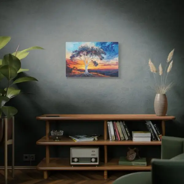 Eucalyptus alba tree with white trunk, 30x20 canvas art on wall