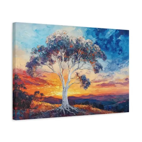 Eucalyptus alba tree with white trunk, standalone canvas art