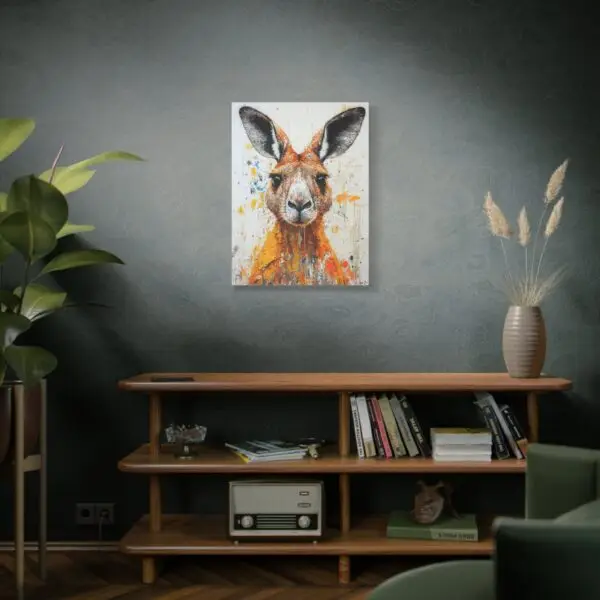 Kangaroo Portrait Canvas Art 24"x32" – Splash Painting