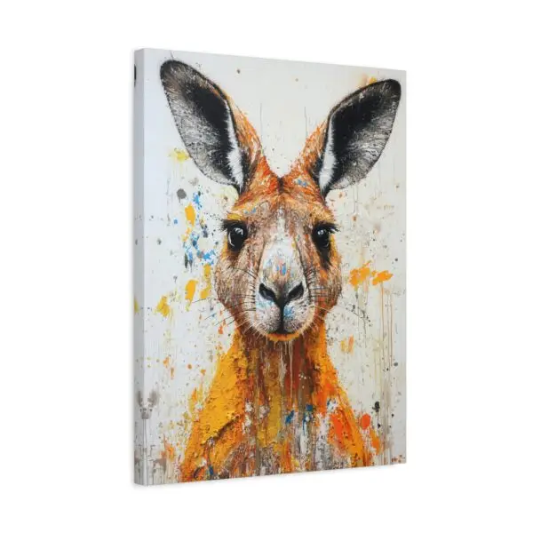 Kangaroo Portrait Canvas Art – Splash Painting