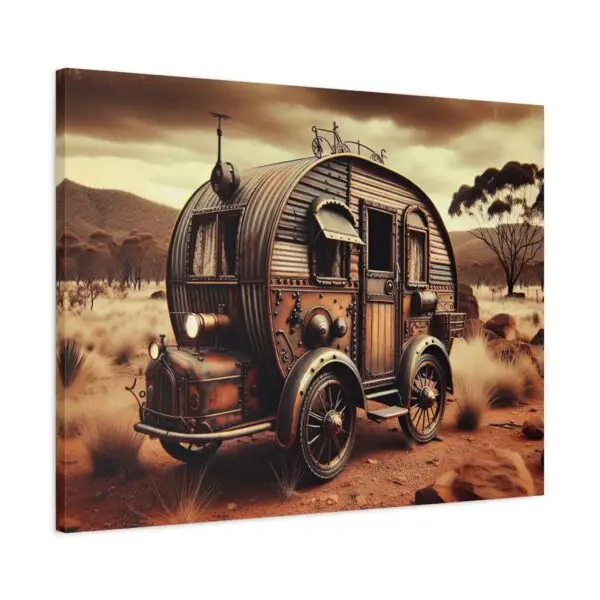 Rustic Wanderer vintage caravan canvas art