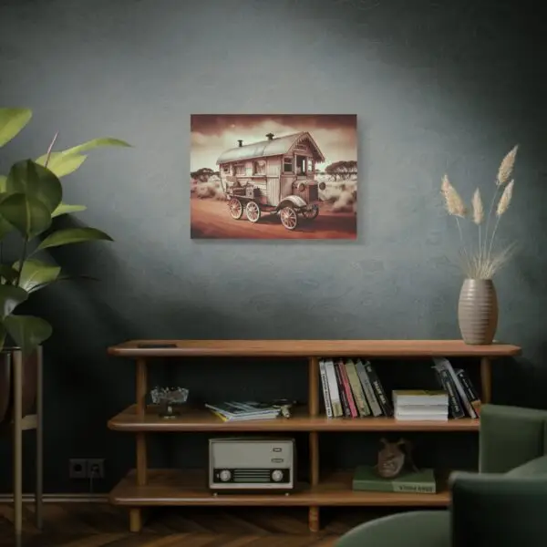 Vintage caravan sepia art 32x24