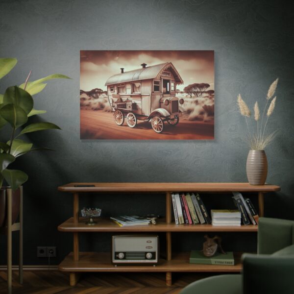 Vintage caravan sepia art 48x32
