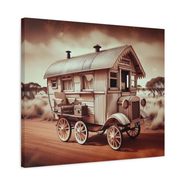 Vintage caravan in Australian outback sepia art