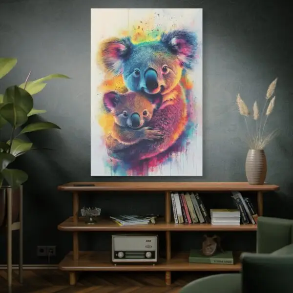Koala Family Embrace Print 40x60 - Vibrant Australian Art